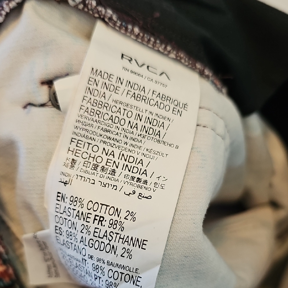 RVCA Groove High Rise Casual Corduroy Pants Multicolor Womens Size 27 Wide Leg - Picture 9 of 9